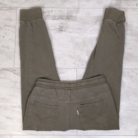 Levis Boys Jogger Sweatpants Pull On Drawstring Olive Army Green Pants Fleece - Picture 7 of 11